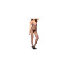 Bodystocking noir résille avec noeud satin rose et ouvert à l'entre-jambes 